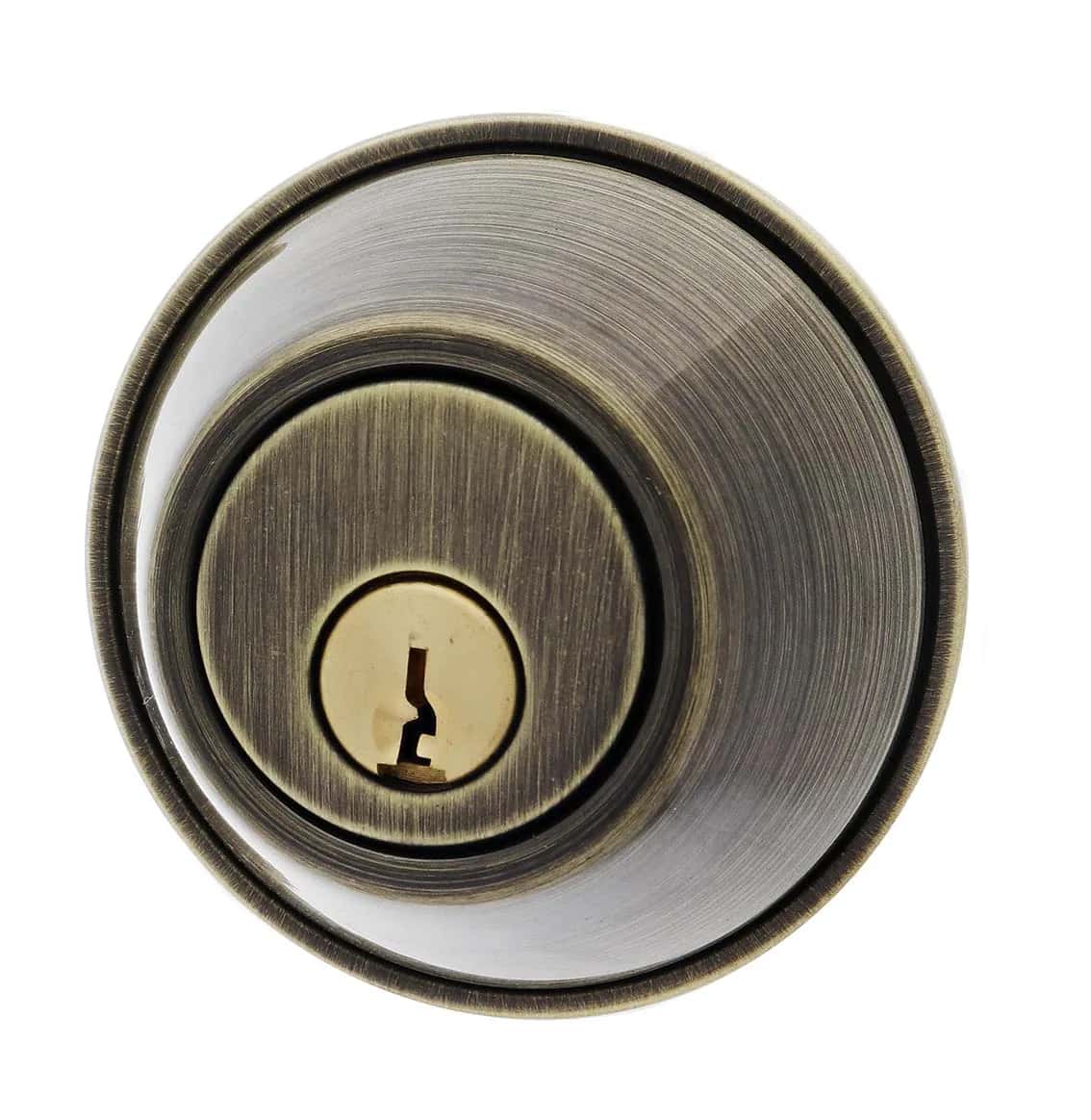 Antique finish deadbolt lock hardware
