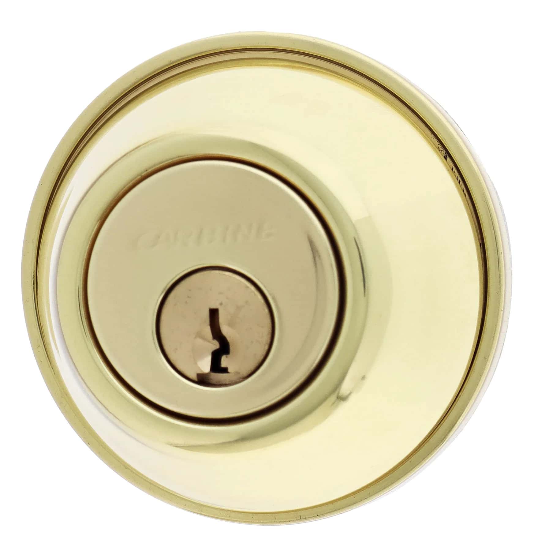 Polished brass deadbolt lock hardware