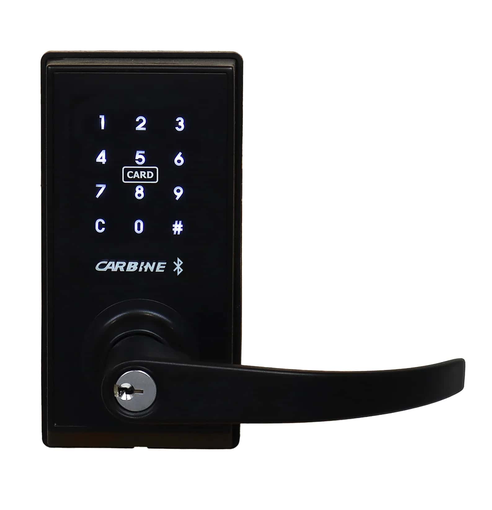Black electronic latch lock hardware