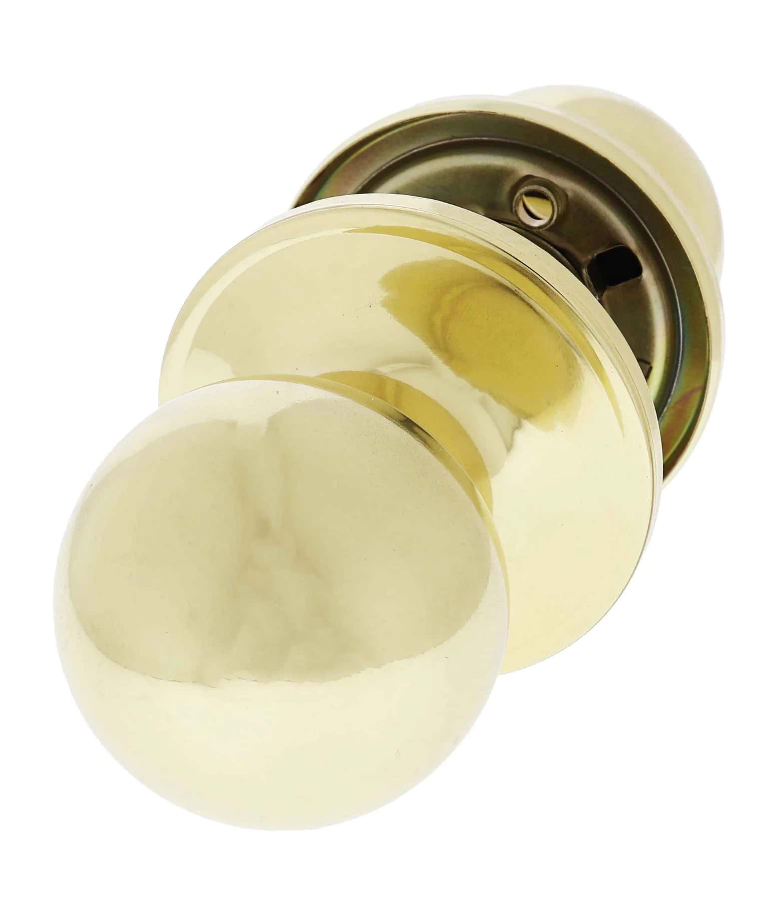 Polished brass passage doorknob hardware