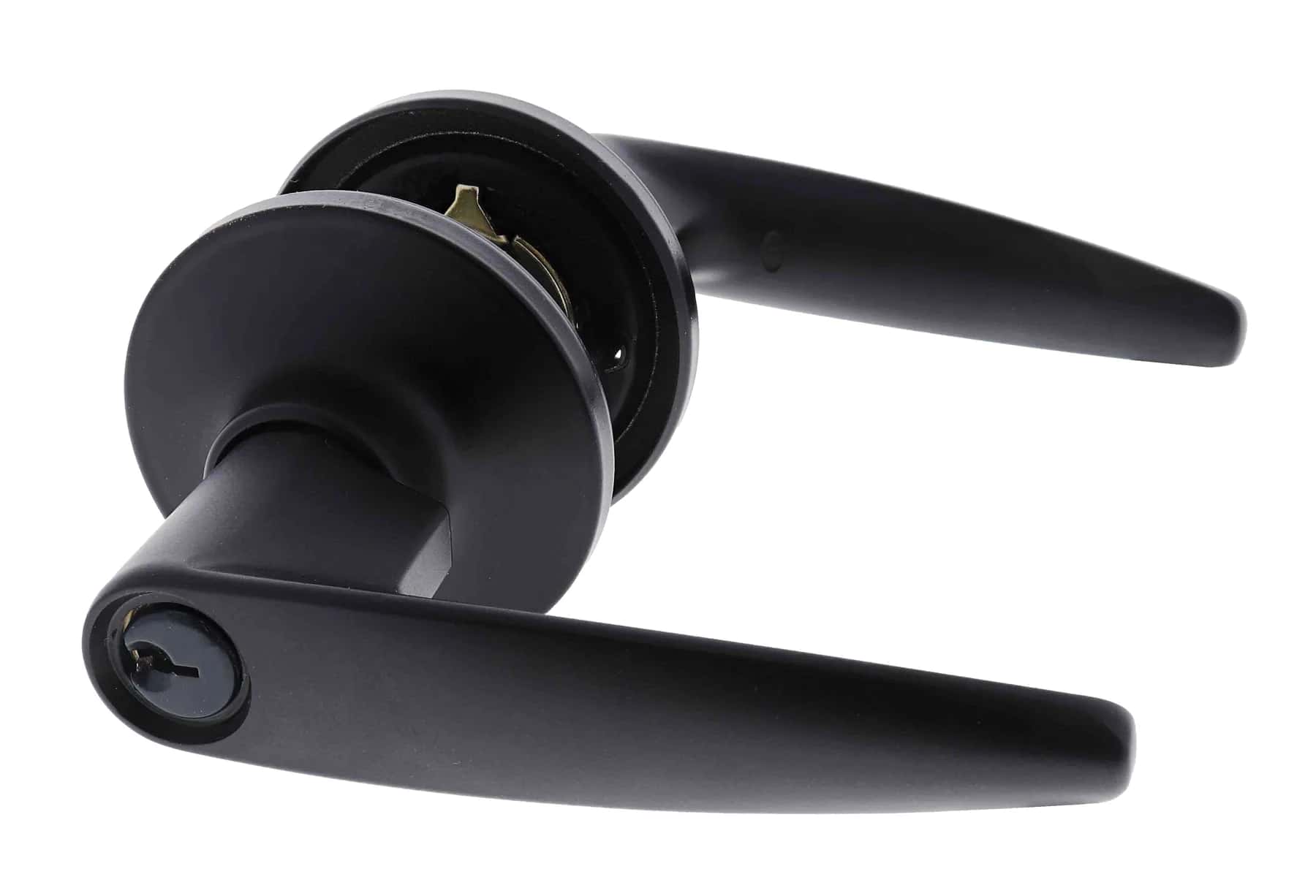 Matte black SL7000 entrance lever hardware