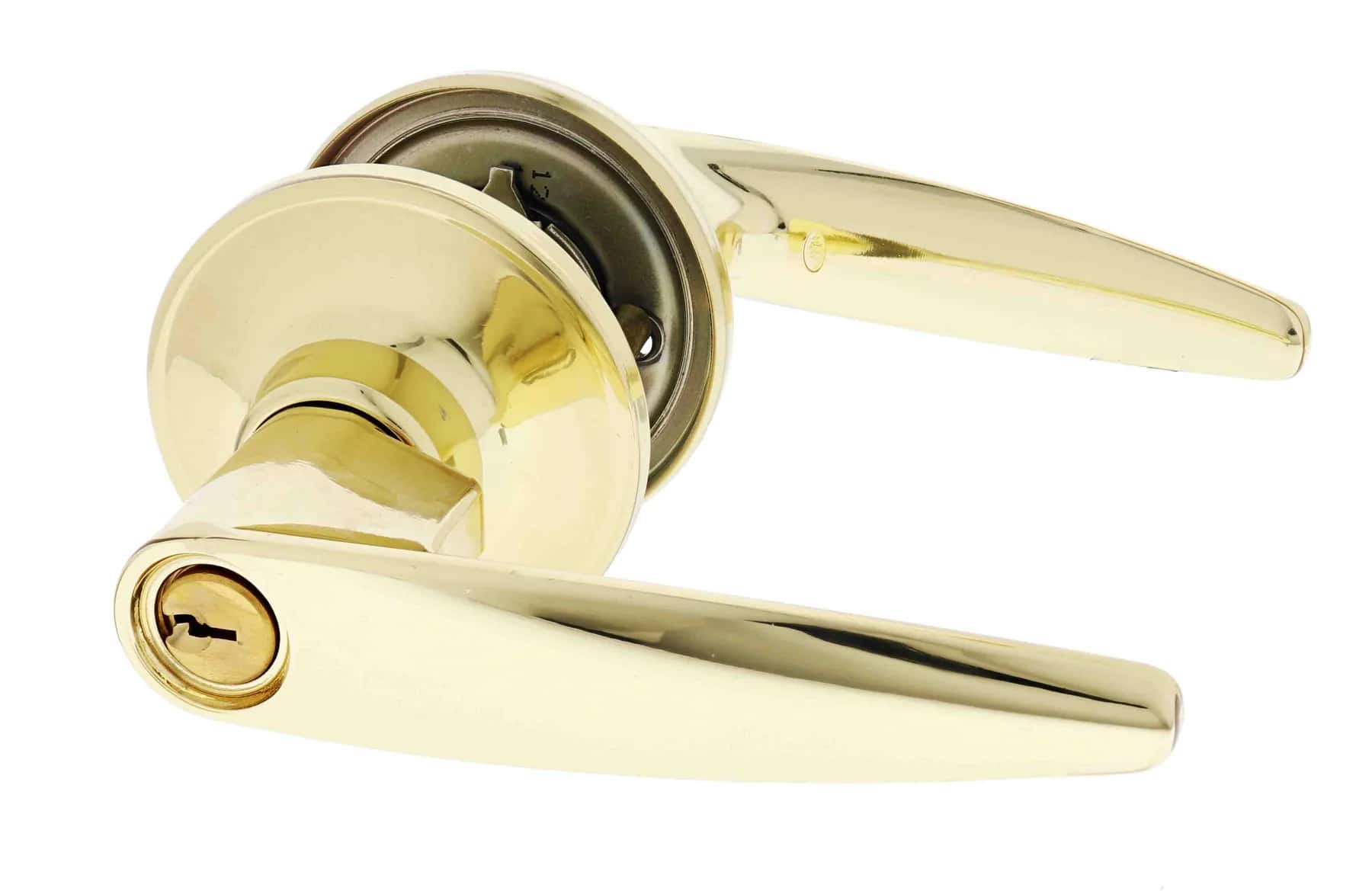 Polished brass SL7000 entrance lever hardware