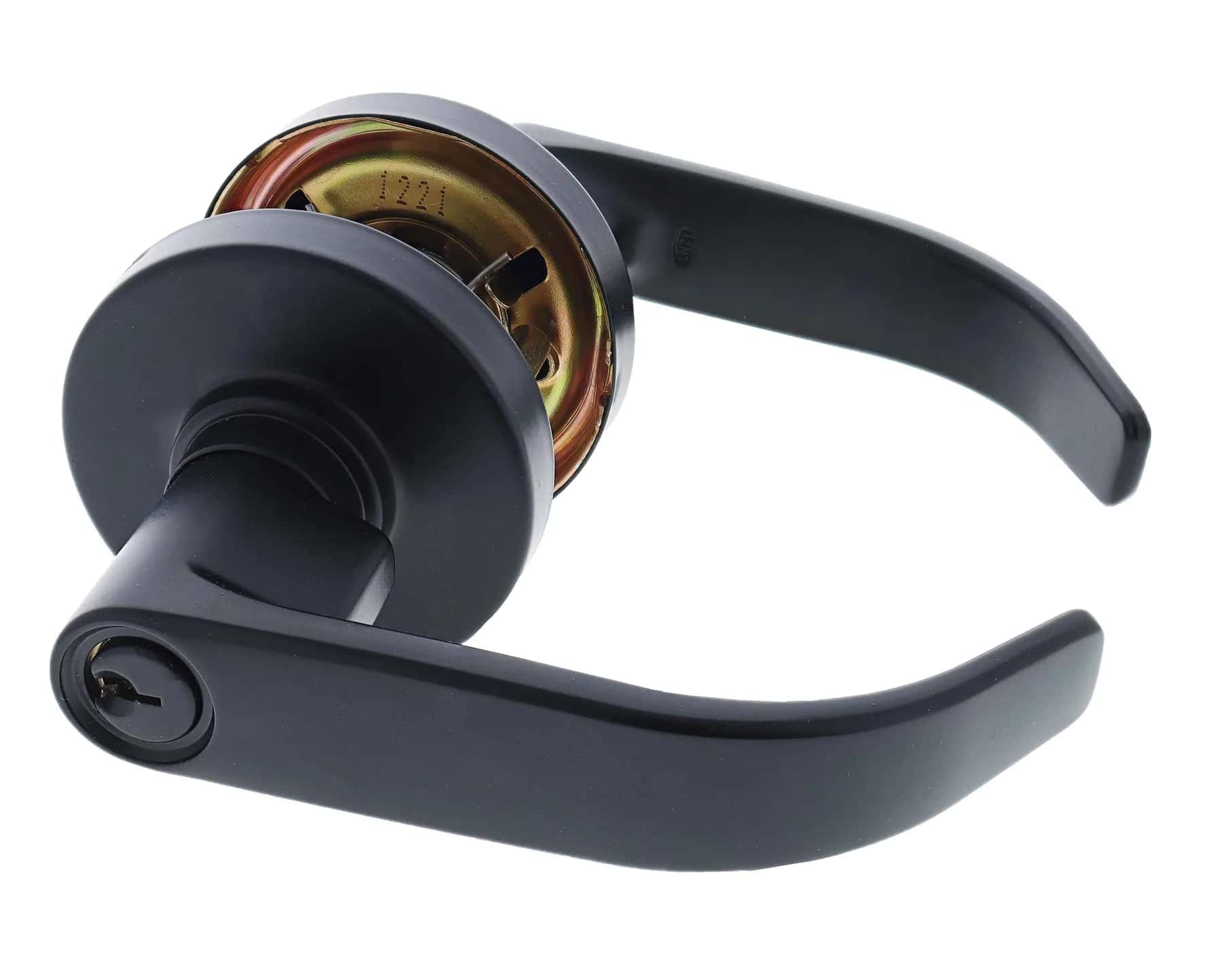 Matte black SL8000 entrance lever hardware