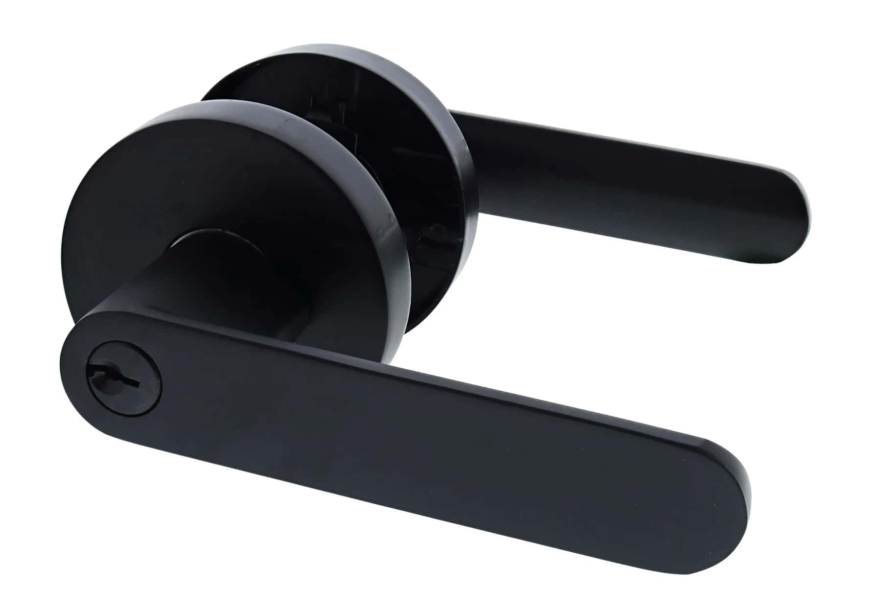Matte black spring entrance lever hardware