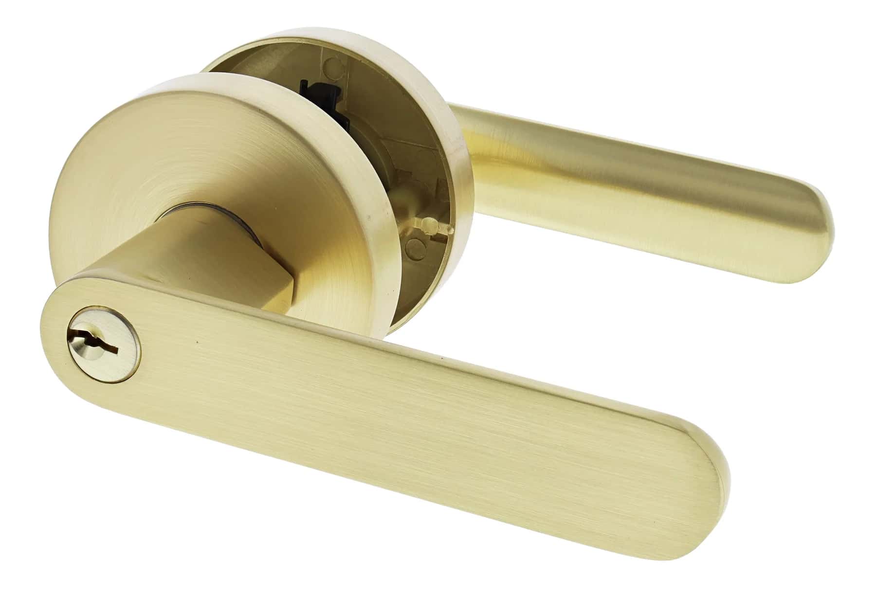 Polished brass spring entrance lever hardware