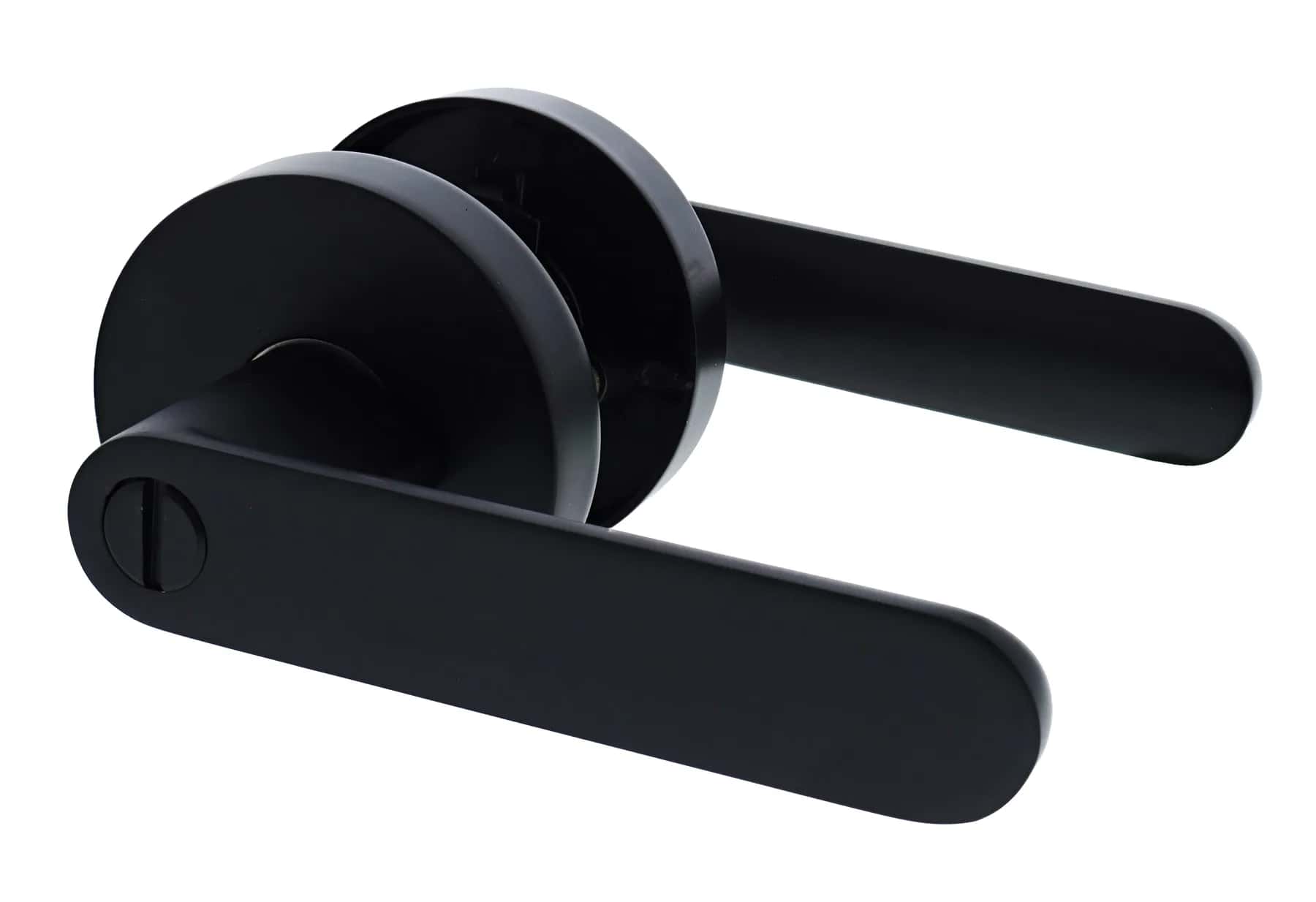 Matte black spring privacy lever hardware
