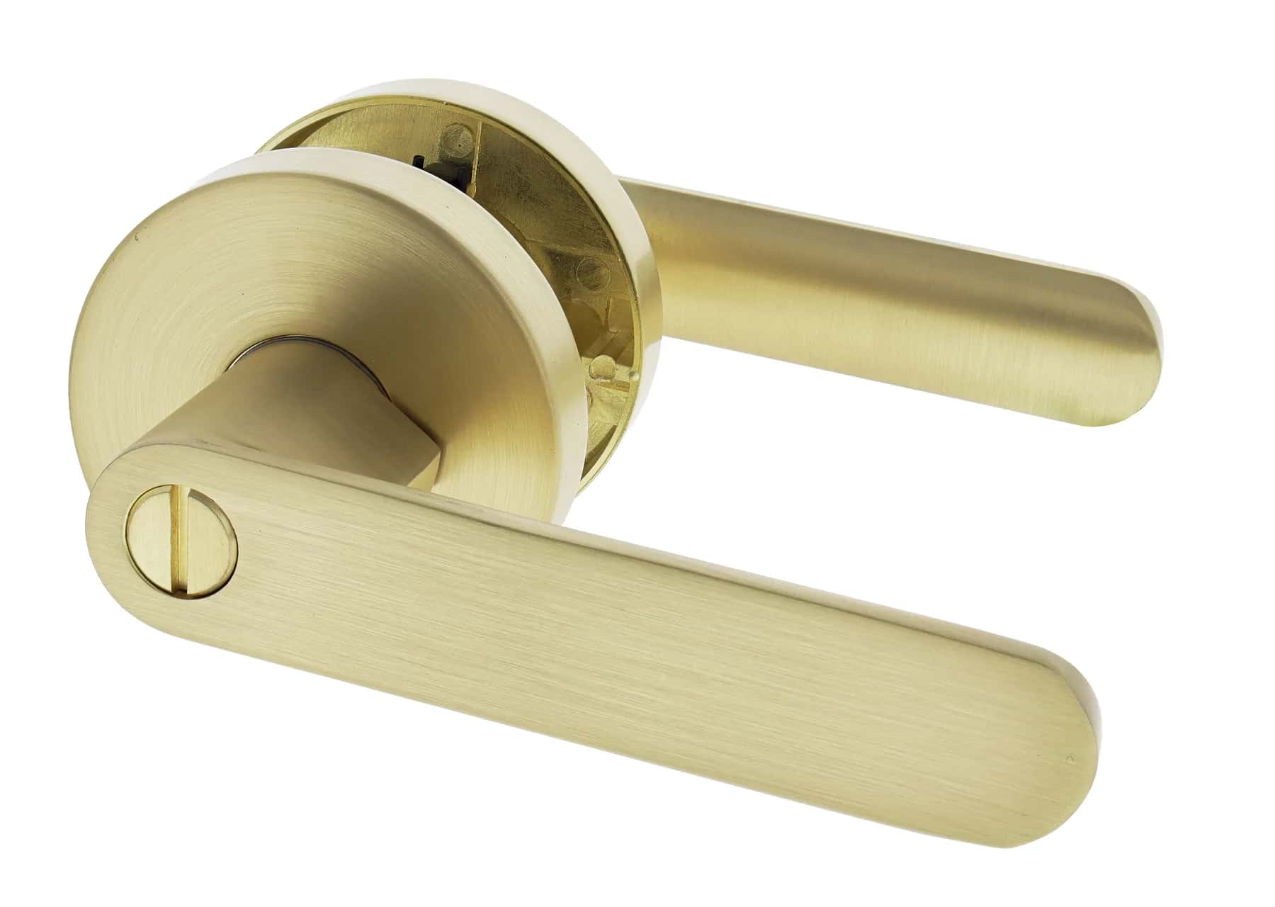 Polished brass spring privacy lever hardware