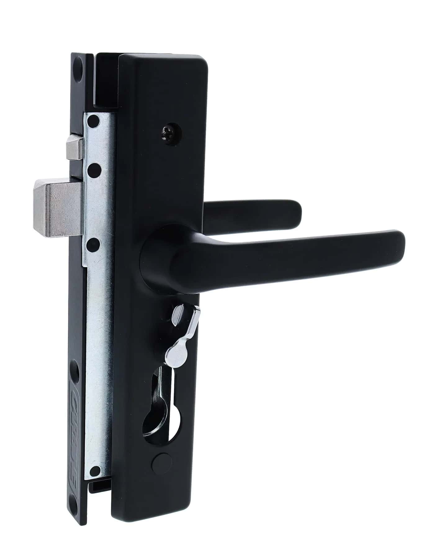 Black screen door lock hardware