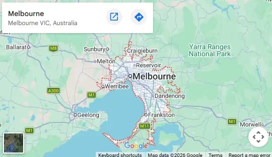 Melbourne service area map preview