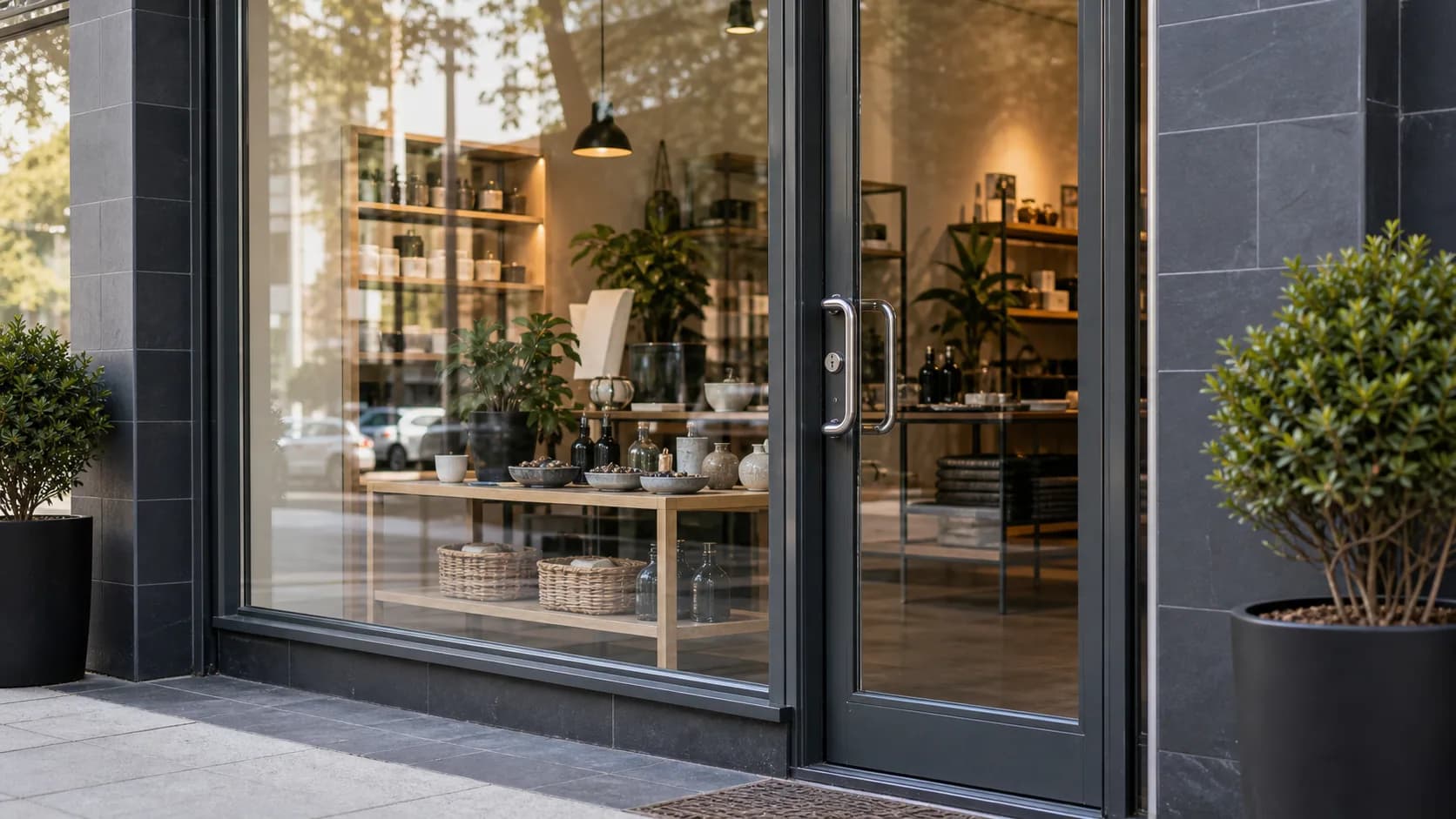 Commercial shopfront door hardware for business lock replacement